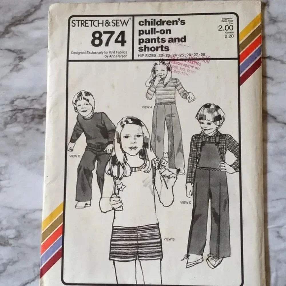 SEWING PATTERN - #874 Stretch & Sew Vintage Pull-on Pants and Shirt